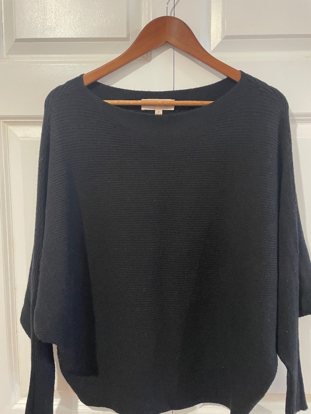 Philosophy - black boatneck bat wing ribbed sweater